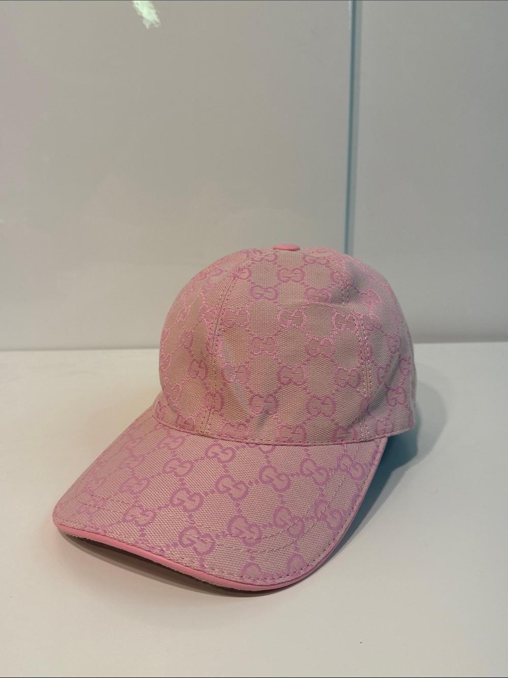 Used Pink GG monogram ball cap Gucci hat